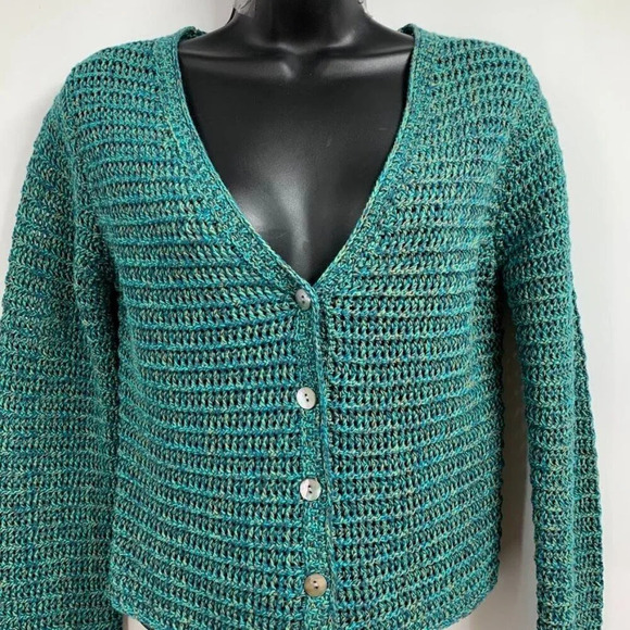 Vince Women's Marled Knit Crochet Button Long Sleeve Cardigan Sweater Size S - Picture 5 of 14